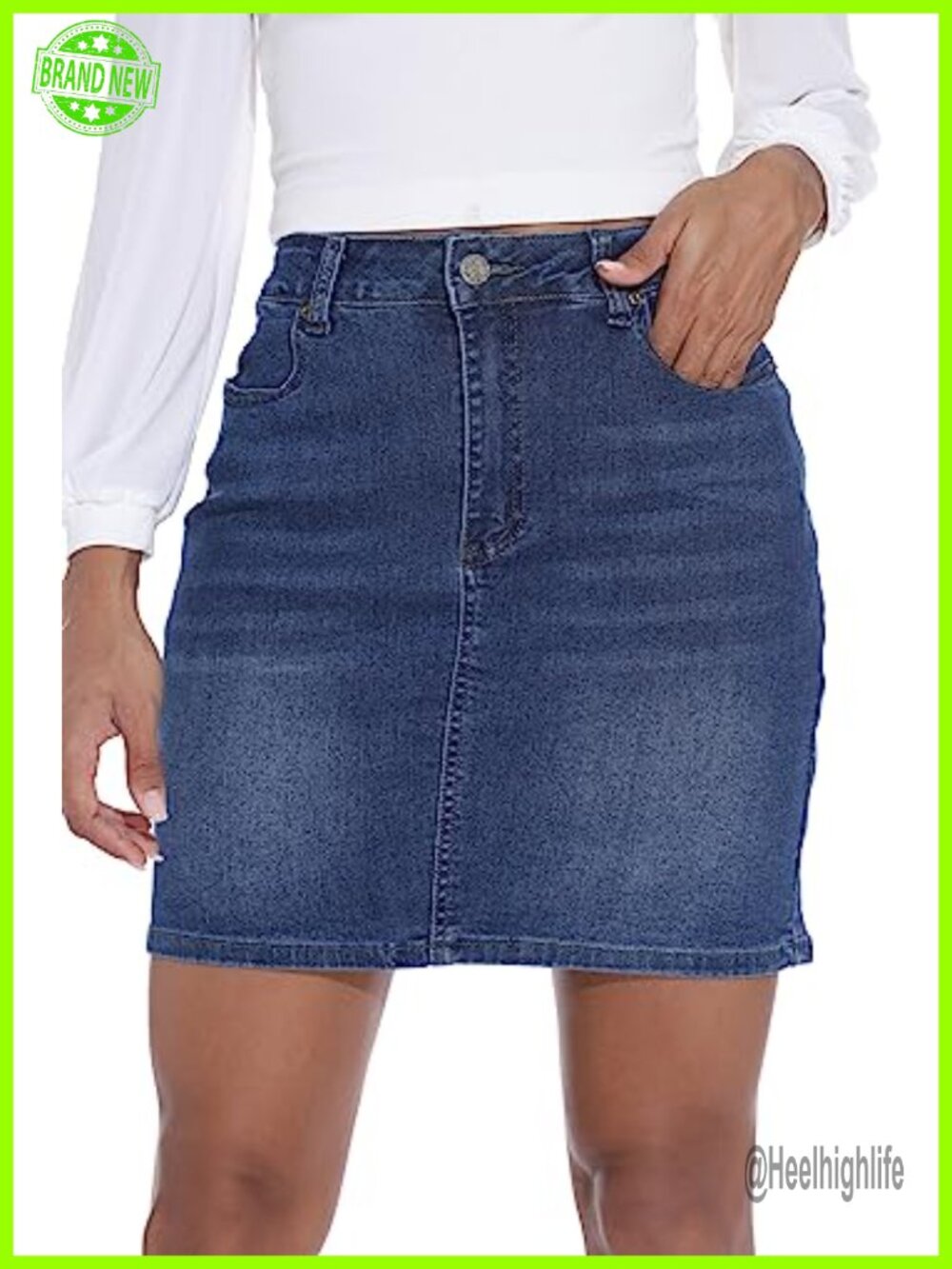 Womens Denim Mini Skirt Cotton Stretch Slim High Waisted Jean Skirt